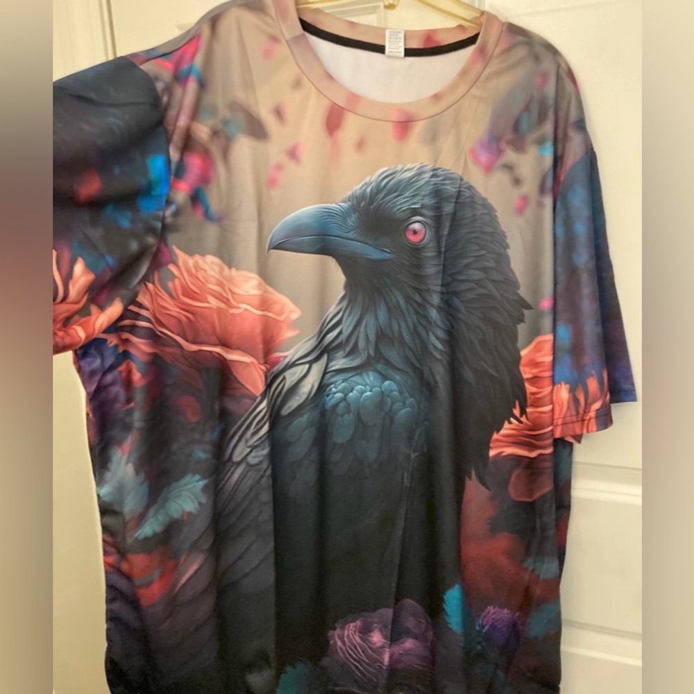 Black Raven 🐦‍⬛ Colorful Men’s Size 5XL Shirt Tee NEWCrow Top~